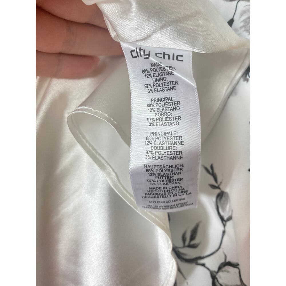 CITY CHIC DRESS 18 FLORAL BLACK WHITE FLOURISH MIDI OFF SHOULDER RUFFLED - Picture 6 of 14
